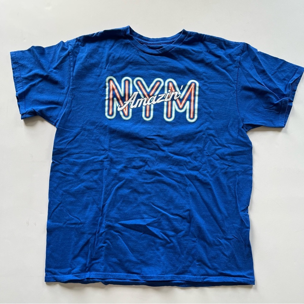 Bright Blue Amazin' NYM New York Mets T-shirt - Size M
